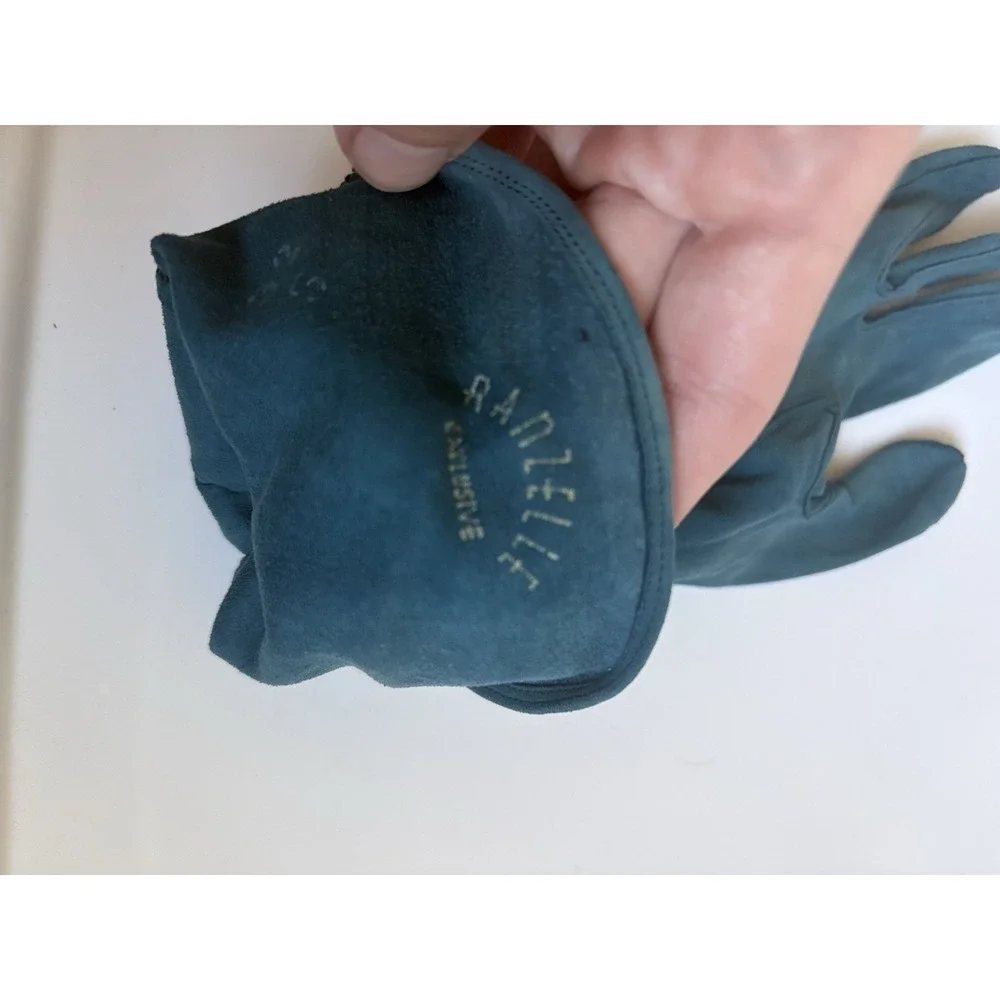 Vintage Radzelle Teal Blue Suede Mid-Length Evening Gloves